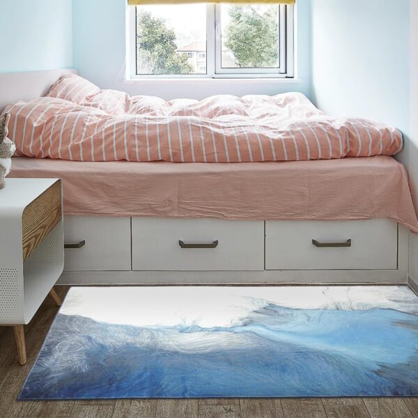 Terafeels Washable Rugs Living Room 80x150 cm Area Rugs for Bedroom Non Slip Low Pile Carpets for Lounge Modern Large Bedside Rug Easy To Clean Blue, 121-12080 - Image 7