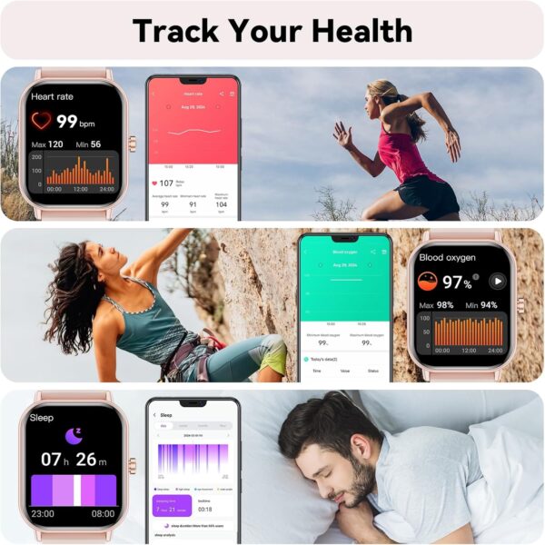 Haulvean Smart Watch for Men Women Answer/Make Calls,1.85''HD Smartwatch with Pedometer 24/7 Heart Rate SpO2 Sleep Monitor,110+ Sports Fitness Watch,IP68 Waterproof Activity Tracker for Android iOS - Image 5