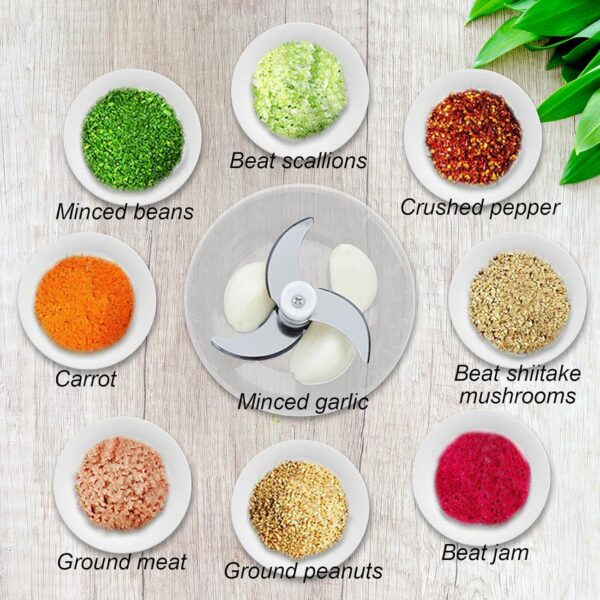 Fesatccoz Mini Food Processor Chopper, 250ml Mini Food Processor and Blender, Electric Vegetable Chopper with 3 Sharp Stainless Steel Blades, USB Rechargeable Food Chopper Electric - Image 10