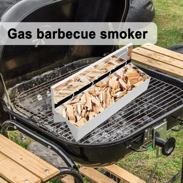 Wood Chip Box, Wood Chips Box - Stainless Steel Smokers Box - Stainless Steel BBQ Accessories with Practical Hinge Lid, Add Flavor to b - Image 6