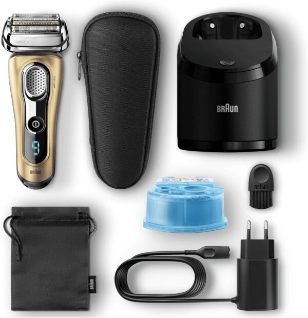 Braun Series 9 9299cc Men's Electric Shaver, Wet&Dry, Rechargeable and Wireless with Integrated Precision Trimmer, Clean&Charge Cleaning Station and Travel Pouch. Gift Edition, Gold - Image 5
