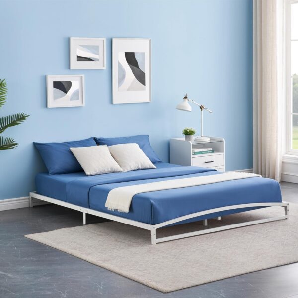 IDEALHOUSE Queen Bed Frame Low Profile, 6 Inches White Metal Queen Size Platform Bed Frame, Mattress Foundation, No Box Spring Needed - Image 8