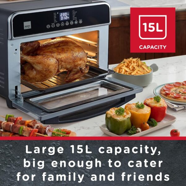 Sensio Home Gourmet Pro Clean Cook Air Fryer Oven - Dehydrator 1600W | 15L Capacity with Rotisserie Function and 14 Digital Preset Programs, Family Size Healthy Oil Free Cooking, Full Accessory Set - Image 3