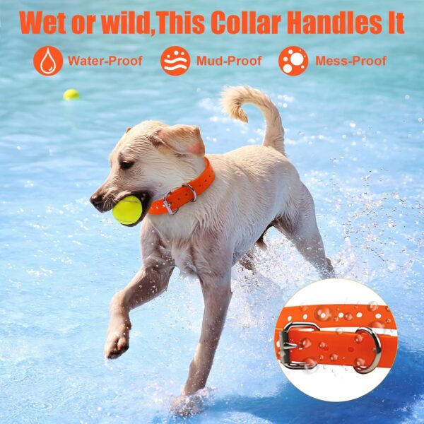 Orange Waterproof Dog Collar, Adjustable TPU Collar Strap Band Buckle Fits for Bark, Shock, Training Dog - Image 6