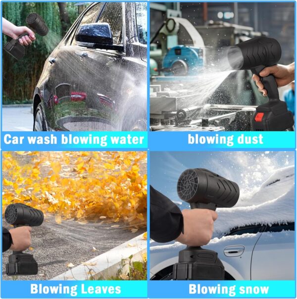 Rouzin Cordless Leaf Blower, with 2 12000mAh Batteries, Mini Electric Dust Blower, 16500RPM Portable Cordless Leaf Blower with Gloves and Storage Box, for Dust Leaf Snow Blowing - Image 7
