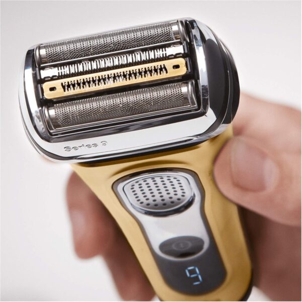 Braun Series 9 9299cc Men's Electric Shaver, Wet&Dry, Rechargeable and Wireless with Integrated Precision Trimmer, Clean&Charge Cleaning Station and Travel Pouch. Gift Edition, Gold - Image 3