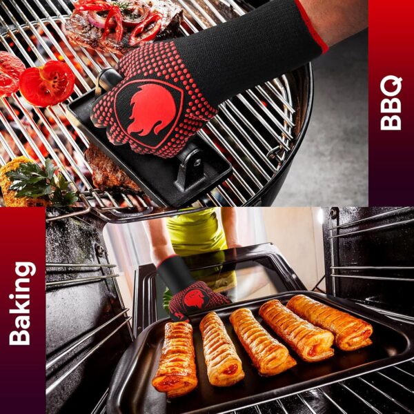 BBQ Gloves, Oven Mitts Grilling Gloves - 1472℉ Extreme Heat Resistant Oven Gloves, Non-Slip Silicone Cooking Gloves for Grilling, Barbecue, Baking, Welding (A Pair) - Image 5