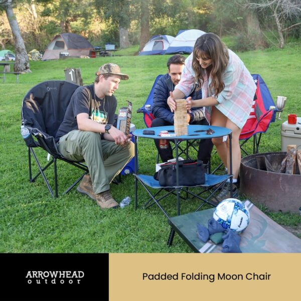 ARROWHEAD OUTDOOR Oversized Heavy-Duty Club Folding Camping Chair w/External Pocket, Cup Holder, Portable, Padded, Moon, Round, Saucer, Supports 330lbs, Carrying Bag, USA-Based Support - Image 8