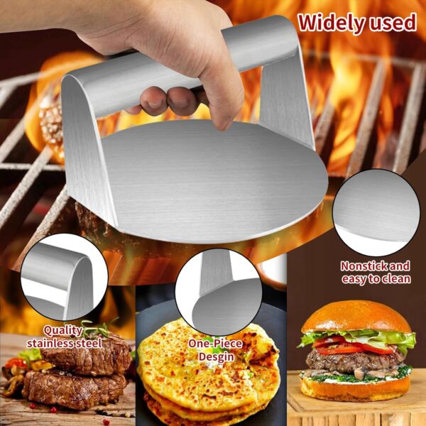 HpCuales Smash Burger Press Kit,8.7"Cheese Melting Dome,Grill Spatula,5.5" Burger Smasher,Spice Shaker,Hamburger Press Tool for Flat Top Grill,Griddle Accessories for Outdoor BBQ Cooking,Grilling - Image 4