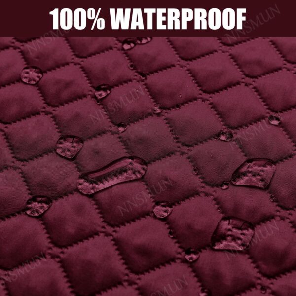 NNSMUN Sofa Armrest Cover 3/4/5Pcs, Waterproof and Nonslip Armchair Covers for Arms Headrest, Sofa Slipcover with Side Pocket, Quilted Protector for Pets Leather Couch (Wine Red,1 Seater(3pcs)) - Image 4