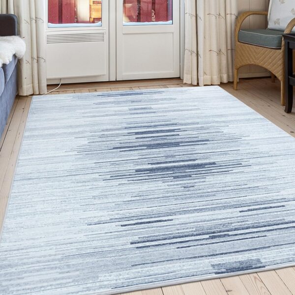 Betadistor Large Area Rug for Living Room - Washable, Non-Slip Grey Modern Abstract Geometric Carpet - Short Pile, Soft Faux Wool for Bedroom - 120x160cm, Grey Lines, 302-11120 - Image 2