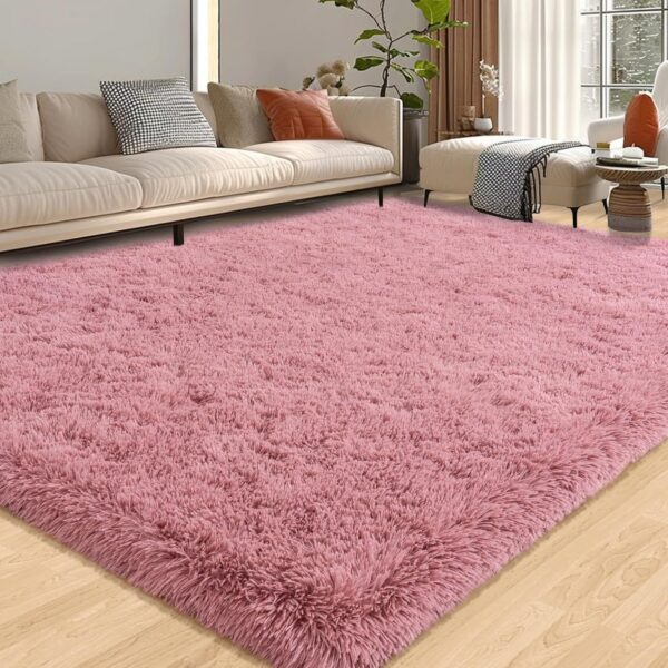 8x10 Large Area Rugs for Living Room, Soft Fluffy Blush Pink Carpet, Thick Comfy Furry Plush Rug for Bedroom Girls Kids Room, Non-Slip Modern Indoor Floor Shag Rug for Nursery Home Decor - Image 9