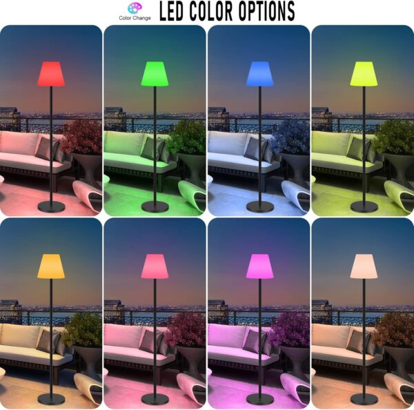 Solar Floor Lamp Outdoor Lamps for Patio Waterproof,Rechargeable Cordless Floor Lamp with Light Sensor,Brightness Dimmable Warm White+RGB LED Outdoor Lamp for Lawn,Pool,Garden. - Image 3