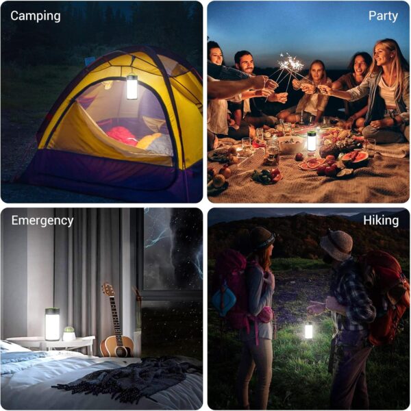 CT CAPETRONIX LED Camping Lights, Rechargeable Camping Lanterns with 400LM 5 Light Modes Water-Resistant, Portable Emergency Tent Lights for Camping Power Cuts Hiking (2-Pack, Grass Green) - Image 7