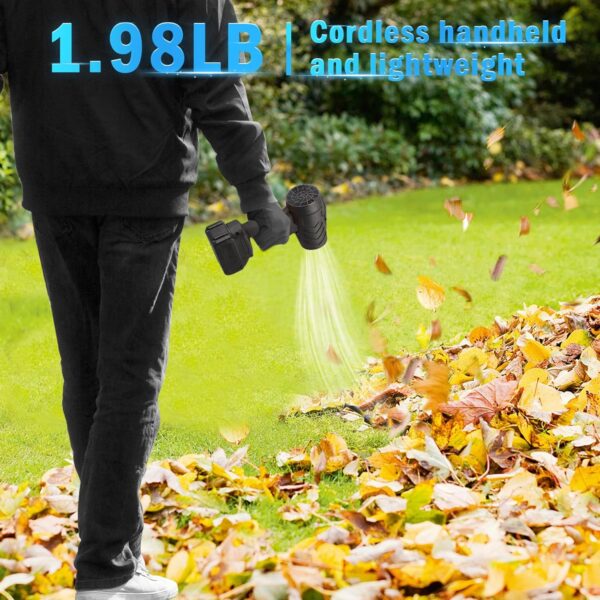 Rouzin Cordless Leaf Blower, with 2 12000mAh Batteries, Mini Electric Dust Blower, 16500RPM Portable Cordless Leaf Blower with Gloves and Storage Box, for Dust Leaf Snow Blowing - Image 8