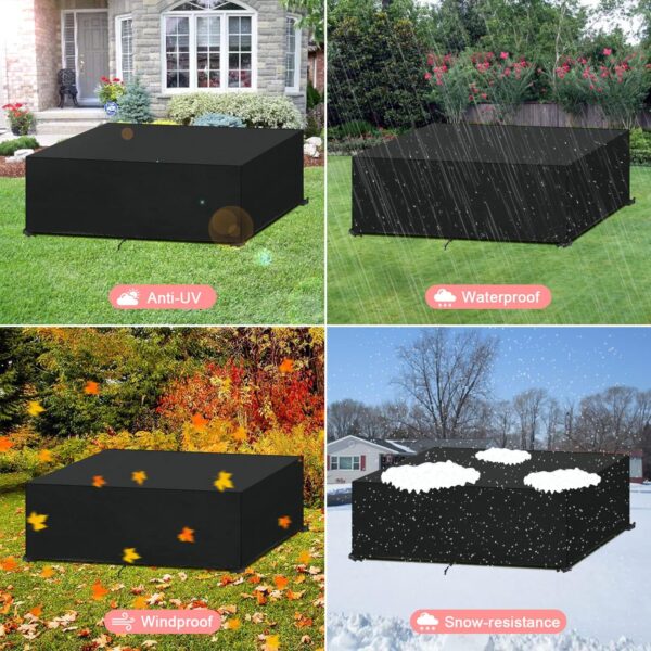 SanGlory Garden Furniture Cover, Rectangular Patio Table Cover, Waterproof Outdoor Garden Table Cover, Oxford Fabric Patio Furniture Covers for Chair and Table Rattan Sofa Covers 200x100x71cm - Image 7