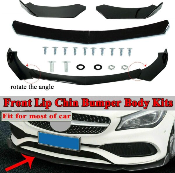 GSRECY Universal Front Bumper Lip Splitter Protection Splitter Spoiler, Gloss Black - Image 3