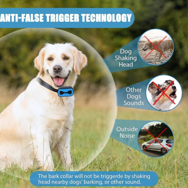 Anti Bark Collars For Dogs, Bark Rechargeable Collar For Small Dogs With Intensity Vibration And Ultrasonic, 7 Sensitivity Adjustable, No Shock Anti Barking Device For Dogs (Blue) - Image 5