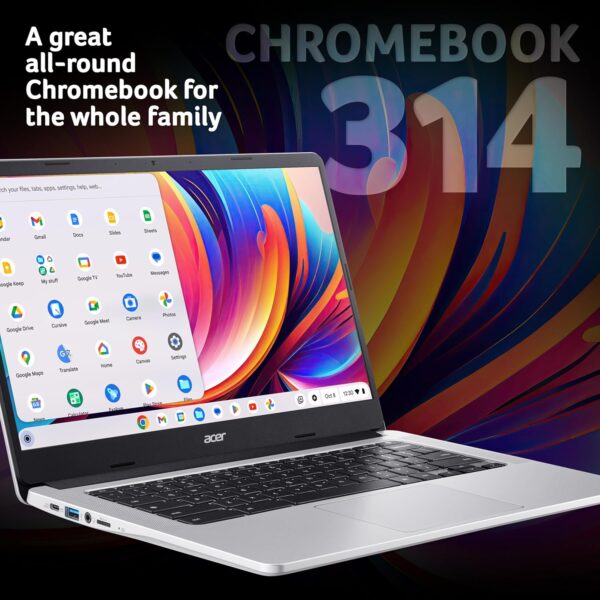 Acer Chromebook 314 CB314-3H Laptop - Intel Celeron N4500, 4GB, 64GB eMMC, Integrated Graphics, 14" Full HD, Google Chrome OS, Silver - Image 3