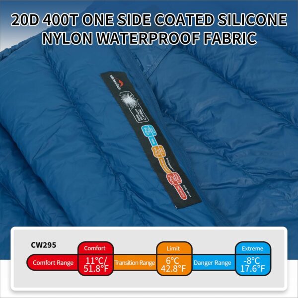 Naturehike 190×72cm CW295 Ultralight down sleeping bag Adult rectangular camping sleeping bag 650FP Can be spliced Comes with waterproof compression bag -8℃~11℃ - Image 5