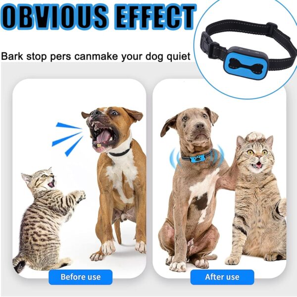 Anti Bark Collars For Dogs, Bark Rechargeable Collar For Small Dogs With Intensity Vibration And Ultrasonic, 7 Sensitivity Adjustable, No Shock Anti Barking Device For Dogs (Blue) - Image 7