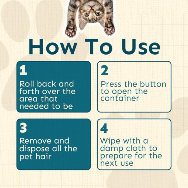 Reusable Pet Hair Remover Roller with Fur Trapping Compartment for Cats & Dogs, Portable, Multi-Surface Lint Removal Roller for Furniture, Couch, Blanket, Carpet & Clothing - Image 5