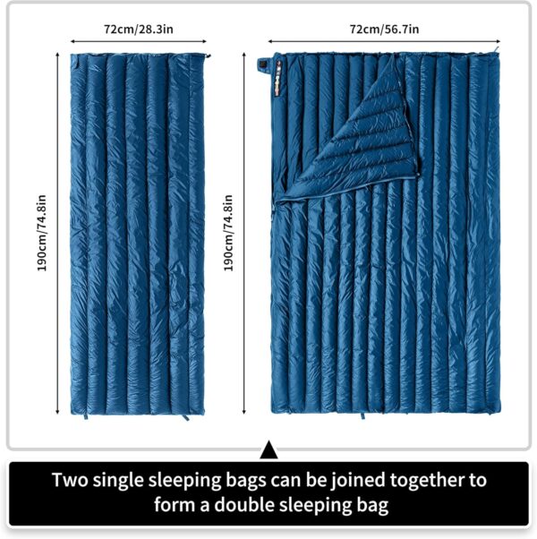 Naturehike 190×72cm CW295 Ultralight down sleeping bag Adult rectangular camping sleeping bag 650FP Can be spliced Comes with waterproof compression bag -8℃~11℃ - Image 3