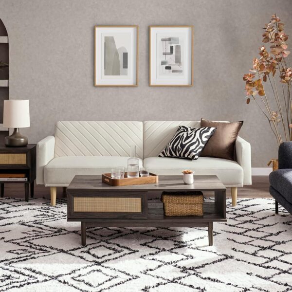 mopio 76.8" Futon Sofa Bed, Small Couch, Sleeper, Loveseat, Mid Century Modern Futon Couch, Sofa Cama, Couches for Living Room (Snow Velvet) - Image 4