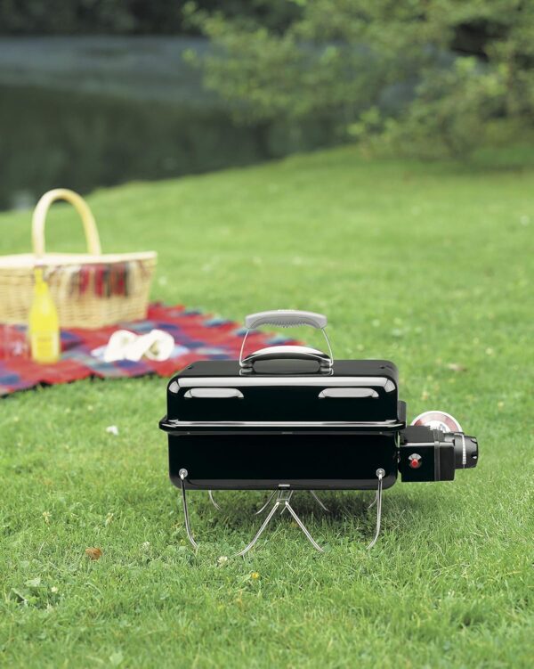 Weber Go-Anywhere Gas Grill, 42 x 26cm Grill Area, Lightweight Portable BBQ Grill, Table Camping Grill with Porcelain-Enamelled Bowl & Lid, Folding Legs - Black (1141056) - Image 17