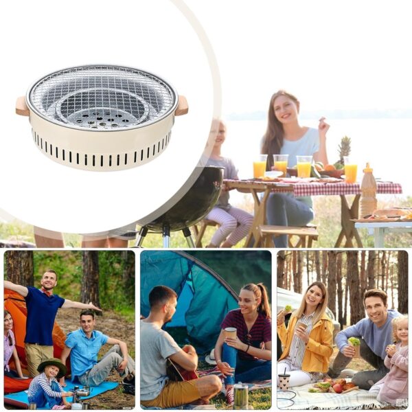 Charcoal Grill - Camping Grill, Charcoal Grill, Korean Charcoal Grill Made of Non-Stick Stainless Steel, Traditional Hibachi Fire Box Made of Clay in Japanese Korean Style - Image 6