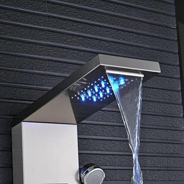 Stainless Steel Shower Panel Tower System,LED Rainfall Waterfall Shower Head 6-Function Faucet Rain Massage System with Body Jets - Image 8