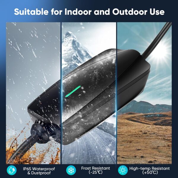 EV Charger APP Control 10M, 6-13A Adjustable Current, 0-24 Hours Delayed Timer, Max. 3.3kW, EV Charger Cable Type 2 to 3 Pin Plug, Wifi & Bluetooth Connection, IP65 Waterproof - Image 8