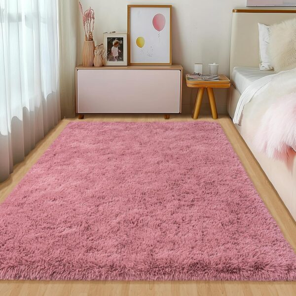 8x10 Large Area Rugs for Living Room, Soft Fluffy Blush Pink Carpet, Thick Comfy Furry Plush Rug for Bedroom Girls Kids Room, Non-Slip Modern Indoor Floor Shag Rug for Nursery Home Decor - Image 10