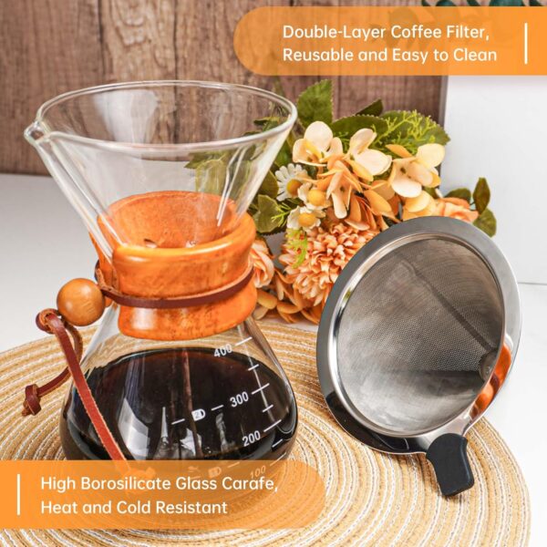 Pour Over Coffee Kit, Coffee Maker Set, All in One Hand Drip Coffee Set, Coffee Grinder Manual Set, Ideal for Anniversary Birthday Gift - Image 6
