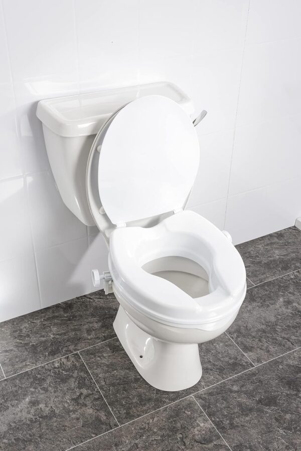 NRS Healthcare Linton Raised Toilet Seat with Lid, 50 mm / 2 inch, White - Image 7