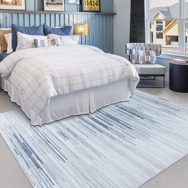 Betadistor Large Area Rug for Living Room - Washable, Non-Slip Grey Modern Abstract Geometric Carpet - Short Pile, Soft Faux Wool for Bedroom - 120x160cm, Grey Lines, 302-11120 - Image 4