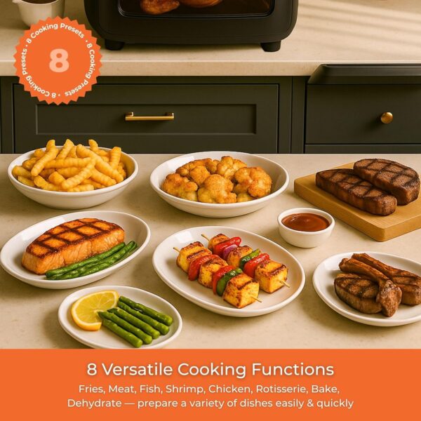 Innoteck Kitchen Pro 12L Digital Air Fryer Oven - 1800W, 8 Presets, Rotisserie function Large Digital Touch Panel Dishwasher Safe Accessories - Black & Silver - Image 5