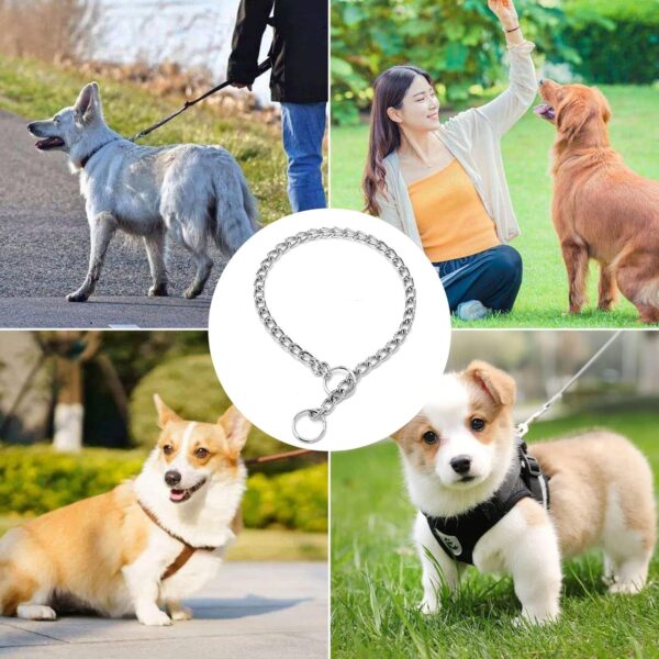 4mm X 65cm Choke Chain Metal Dog Chain Pet Training Choker Non-Slip Collar for Walk The Dog or Puppy Training Walking, WithTag Nameplate - Image 6