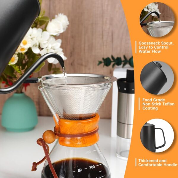 Pour Over Coffee Kit, Coffee Maker Set, All in One Hand Drip Coffee Set, Coffee Grinder Manual Set, Ideal for Anniversary Birthday Gift - Image 5
