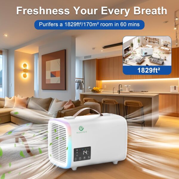 Morrrer Air Purifiers for Bedroom, Air Purifiers Cleaner For Pets Allergies, Air Purifier for Dust, Quiet Baby Air Purifier (White) - Image 3