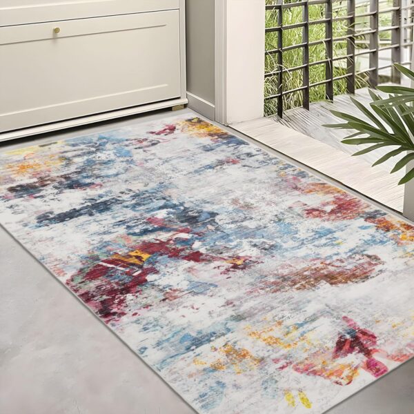 Taleta GRAFFIT Washable Runner Rug - Small Non Slip Colorful Modern Abstract Area Rug Soft Short Pile Indoor Entry for Floor Living Room Bedroom (Multi, 80x150cm) - Image 5