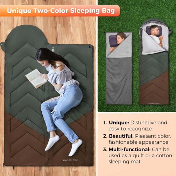 KingCamp Sleeping Bag 3 Season- Lightweight Waterproof Camping Sleeping Bag Indoor & Outdoor Use for Adults Kids for Hiking Backpacking and Camping with Compression Sack - Image 6