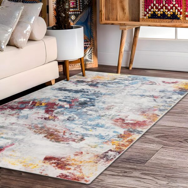 Taleta GRAFFIT Washable Runner Rug - Small Non Slip Colorful Modern Abstract Area Rug Soft Short Pile Indoor Entry for Floor Living Room Bedroom (Multi, 80x150cm) - Image 2