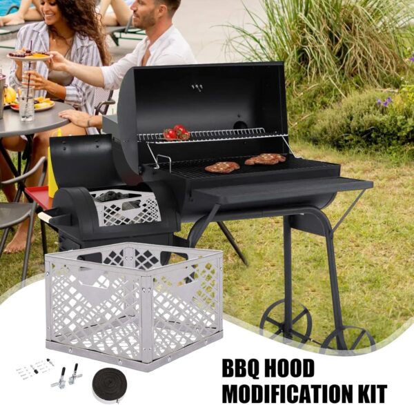 Besreey Offset Smoker Mod Kit, Smoker Modification Kit, Stainless Steel Mod Kit, BBQ Modification Set, Accessories with Charcoal Basket Replacement Mod Tool for Offset Smokers - Image 4