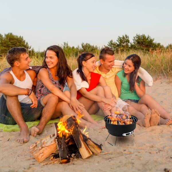 Shineyoo Portable BBQ Grill - Small Charcoal Barbecue with Insulated Bag for Camping, Outdoor, Travel & Garden - Black, 26 × 26 ×18cm - Image 7