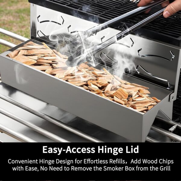 Wood Chip Box, Wood Chips Box - Stainless Steel Smokers Box - Stainless Steel BBQ Accessories with Practical Hinge Lid, Add Flavor to b - Image 7