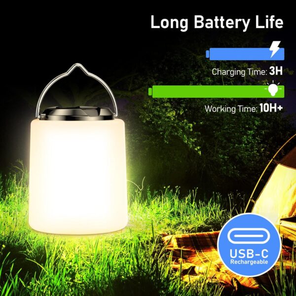 Blukar Rechargeable Camping Lantern - 3000K Warm Light, 3 Light Modes, 10+ Hrs Runtime, Waterproof for Tent, Emergency, Black - Image 6