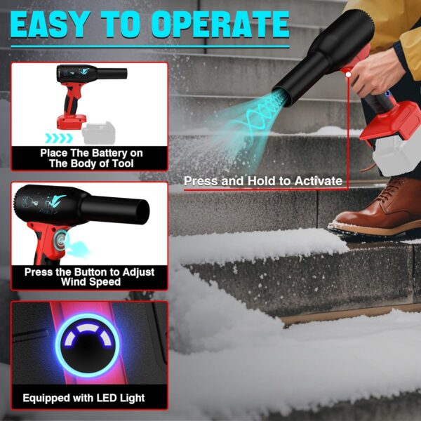 Compressed Air Duster Fit for Milwaukee 18V M18 Battery,High Power 400G Wind Speed,Rechargeable Cordless Air Blower for Keyboard, PC, Electric Devices Cleaning, Turbo Jet Dry Replace Canned - Image 7