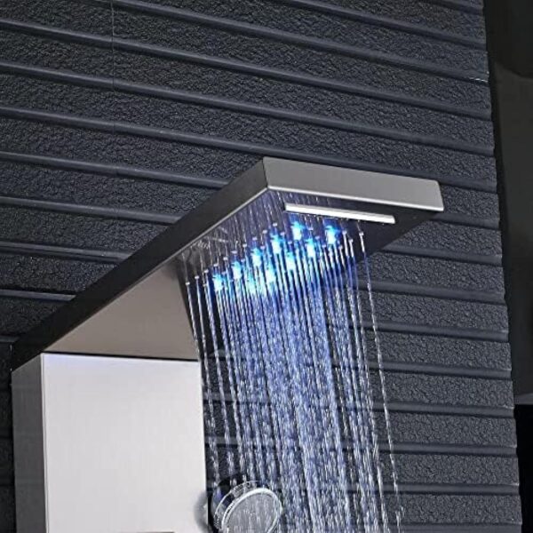 Stainless Steel Shower Panel Tower System,LED Rainfall Waterfall Shower Head 6-Function Faucet Rain Massage System with Body Jets - Image 9