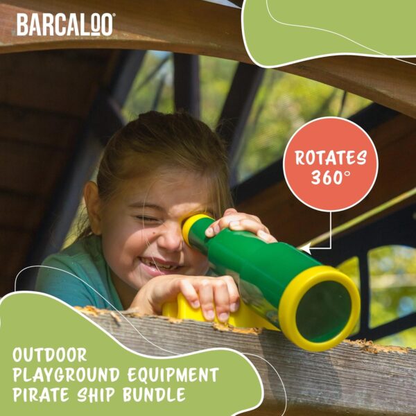 Playground Accessories for Kids Outdoor Playset Kids Pirate Telescope, Steering Wheel, Green Safety Handle Bars Playground Equipment- Backyard, Playhouse, Tree house, Jungle Gym, Swingset, Pirate Ship - Image 7